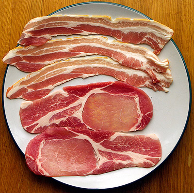 Uncooked bacon