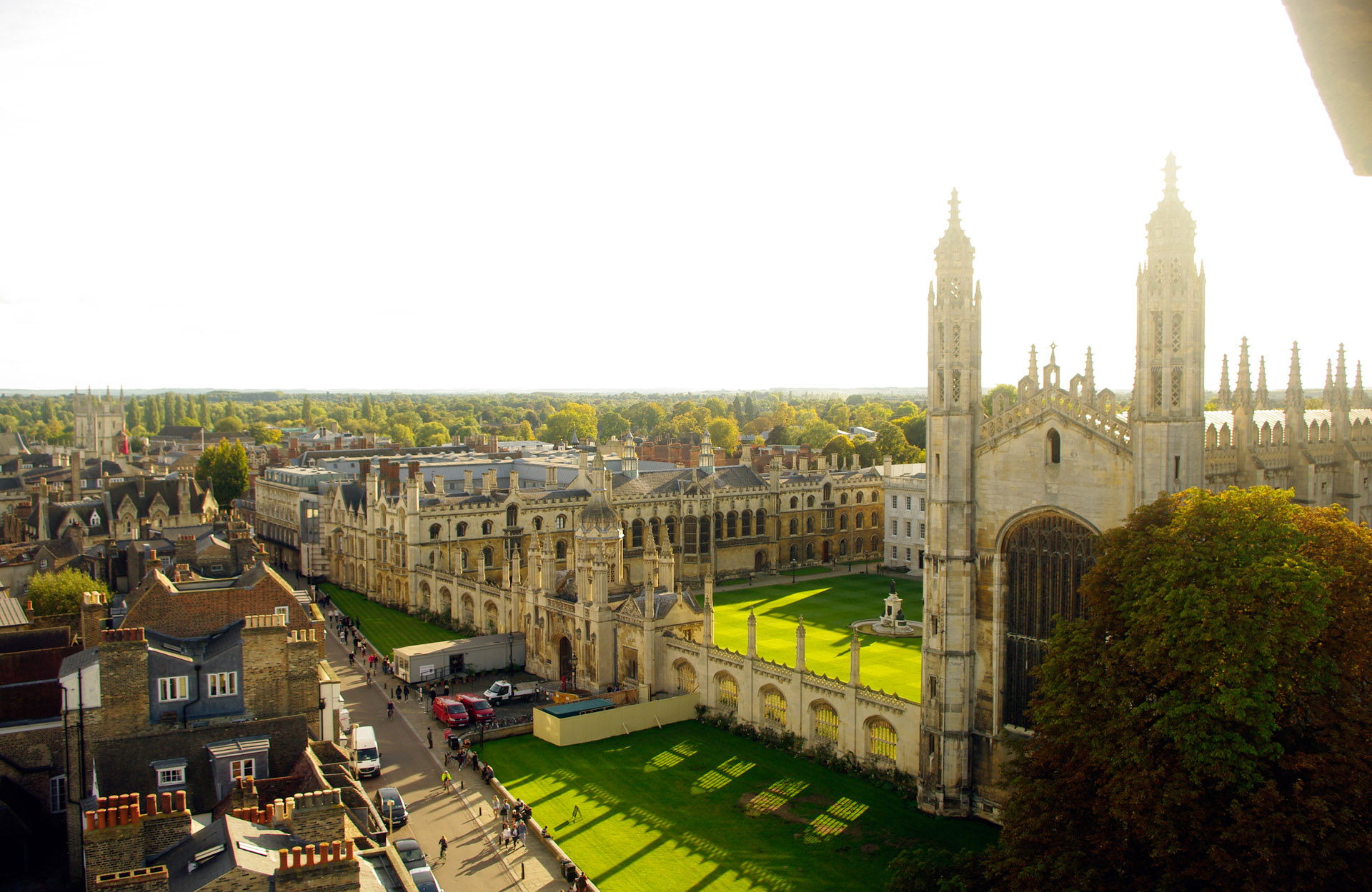cambridge Kings College from roof Great St Marys church